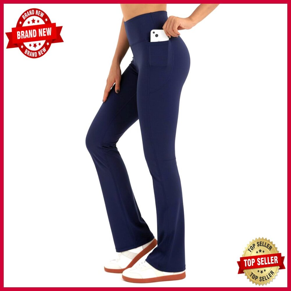Tall Flare Leggings With Pockets, High-Waisted Yoga Pants For Women